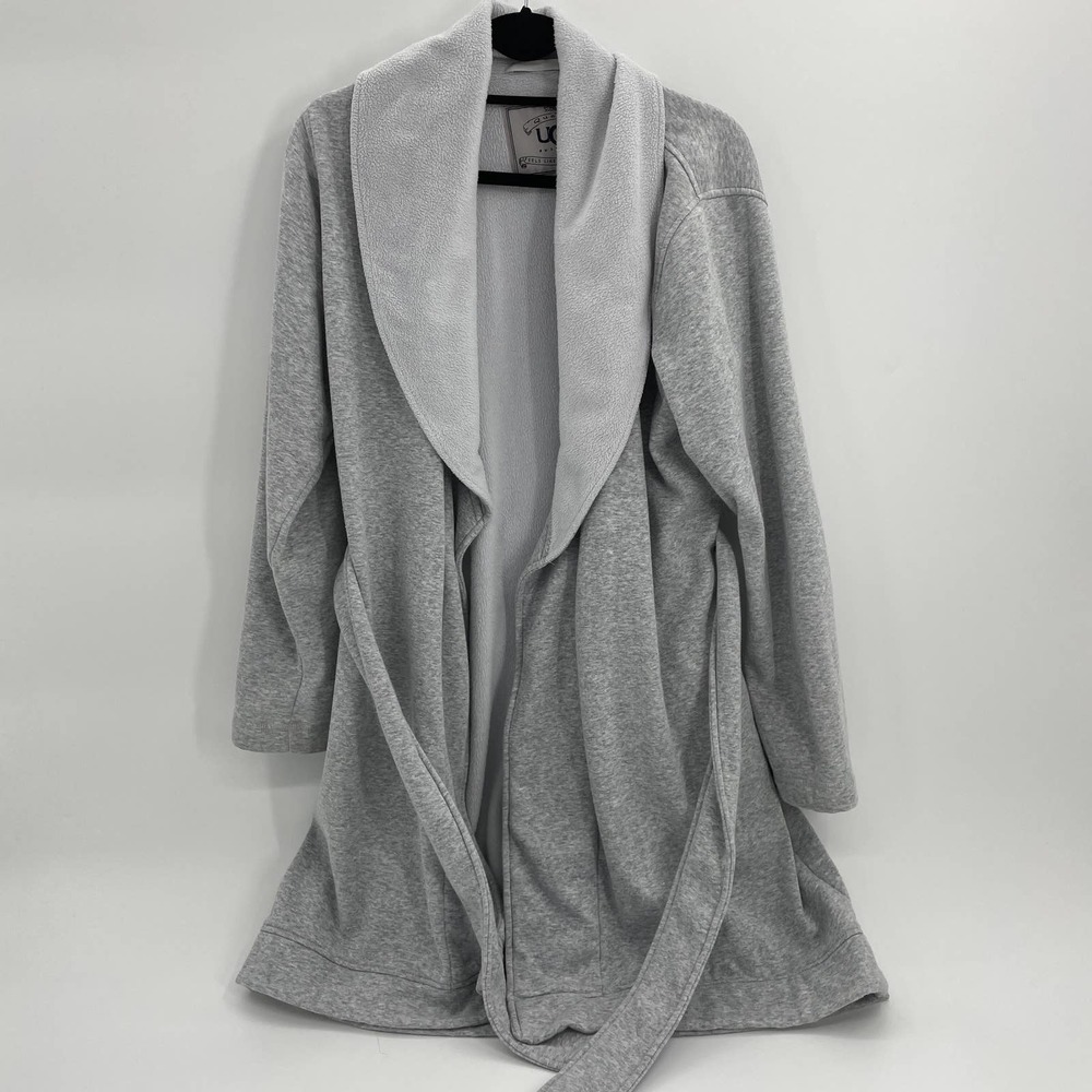 UGG Grey Blanche Fleece Self Tie Mid Thigh Robe Womens Large